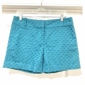 LOFT Teal Eyelet Riviera Shorts